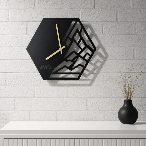 Horloge murale hexagonale en métal - JMD H01