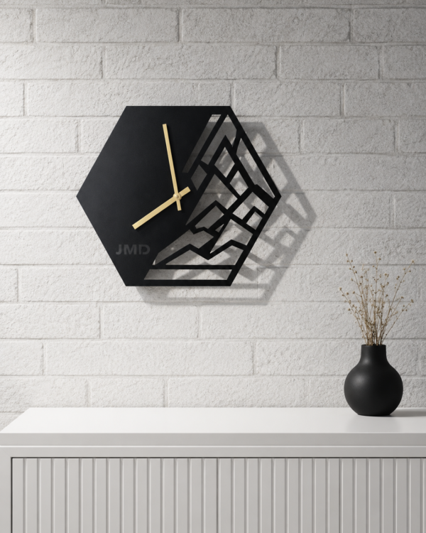 Horloge murale hexagonale en métal - JMD H01