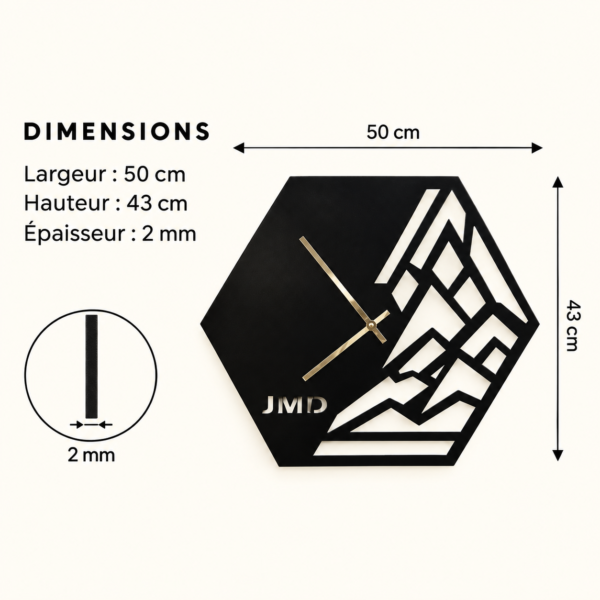 Horloge murale hexagonale en métal - JMD H01